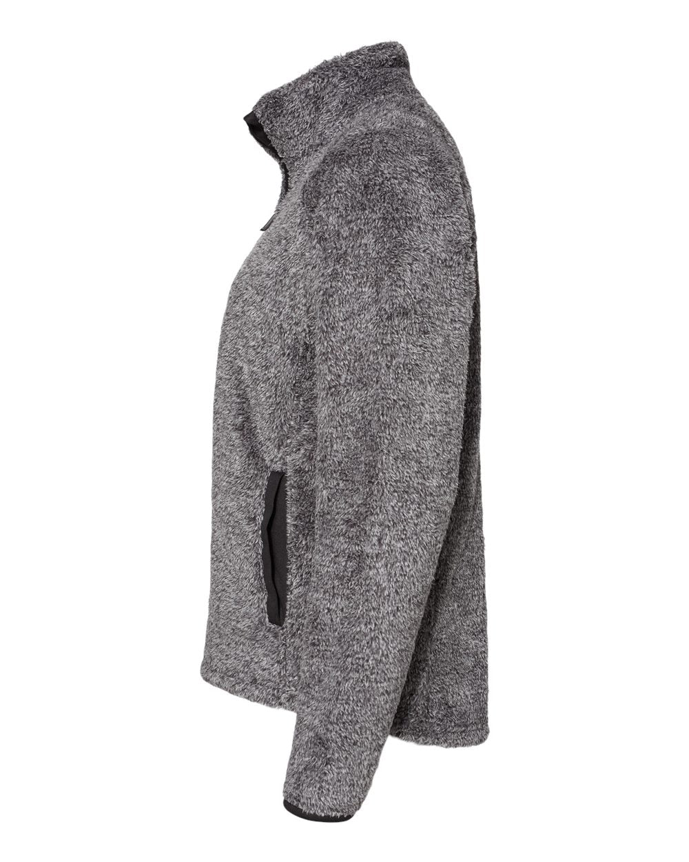 Left View of Black Women's Boundary Shag Frosty Sherpa Full-Zip - 8463