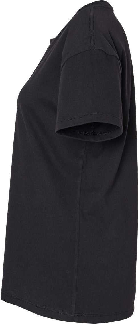 Left View of Black Women's Cotton Relaxed T-Shirt - 3910