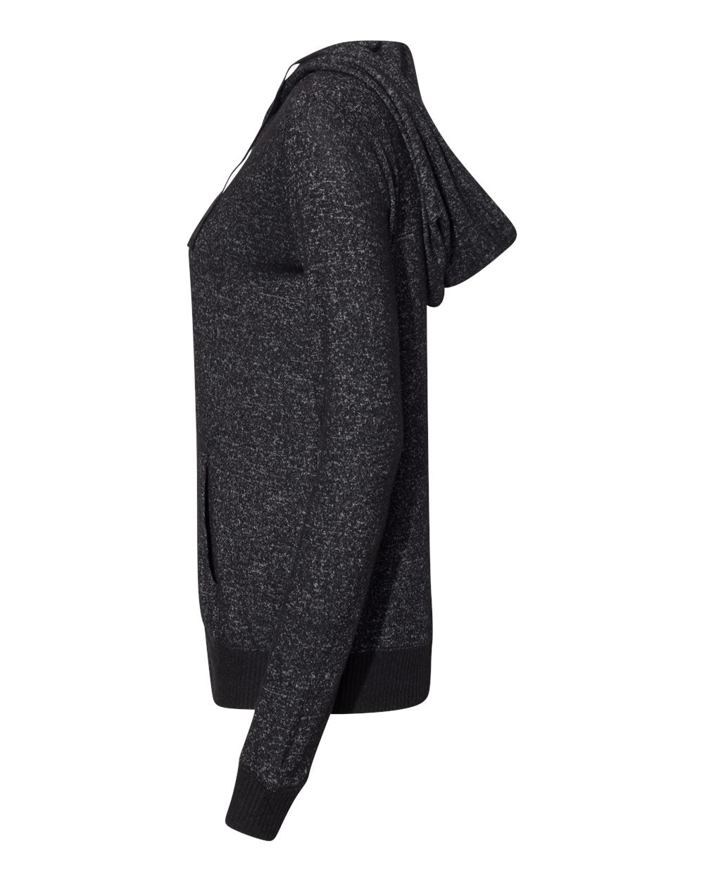 Left View of Black Women’s Cozy Jersey Hooded Full-Zip - 8656