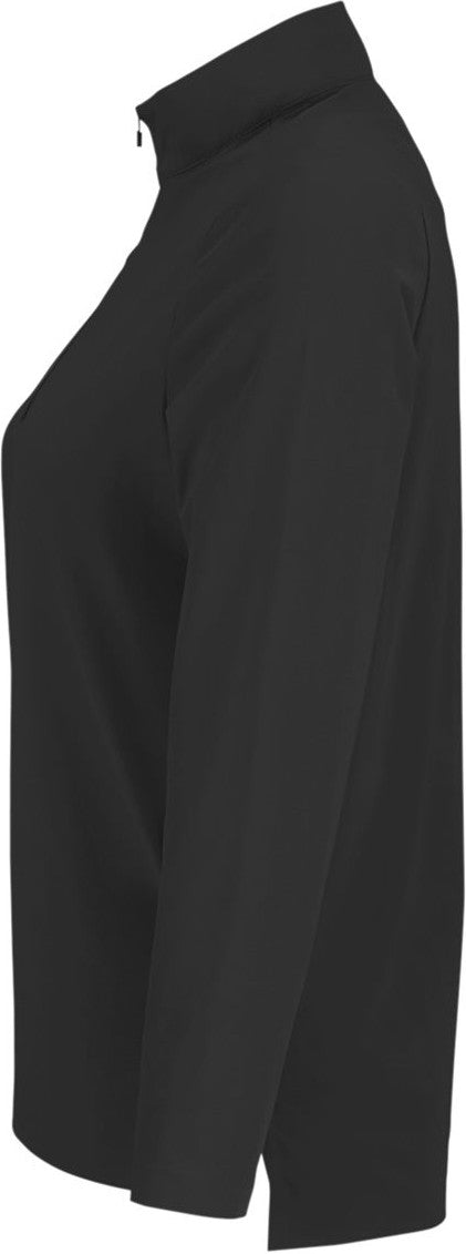 Left View of Black Women's CrownLux Performance® Windsor Welded Quarter-Zip Pullover - DG410W