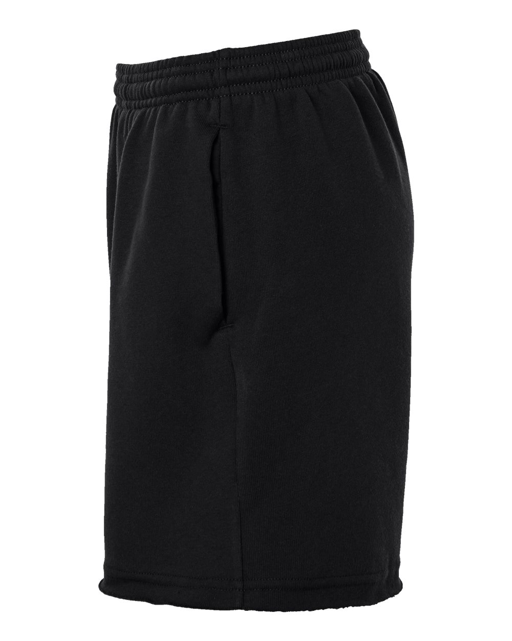 Left View of Black Women's Cutoff Fleece Shorts - 3787