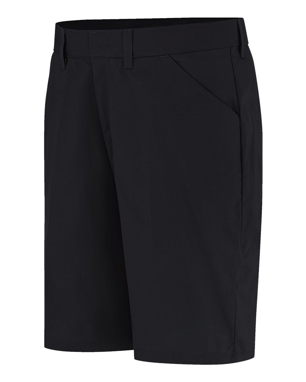 Left View of Black Women's Flat Front Shorts - FR22