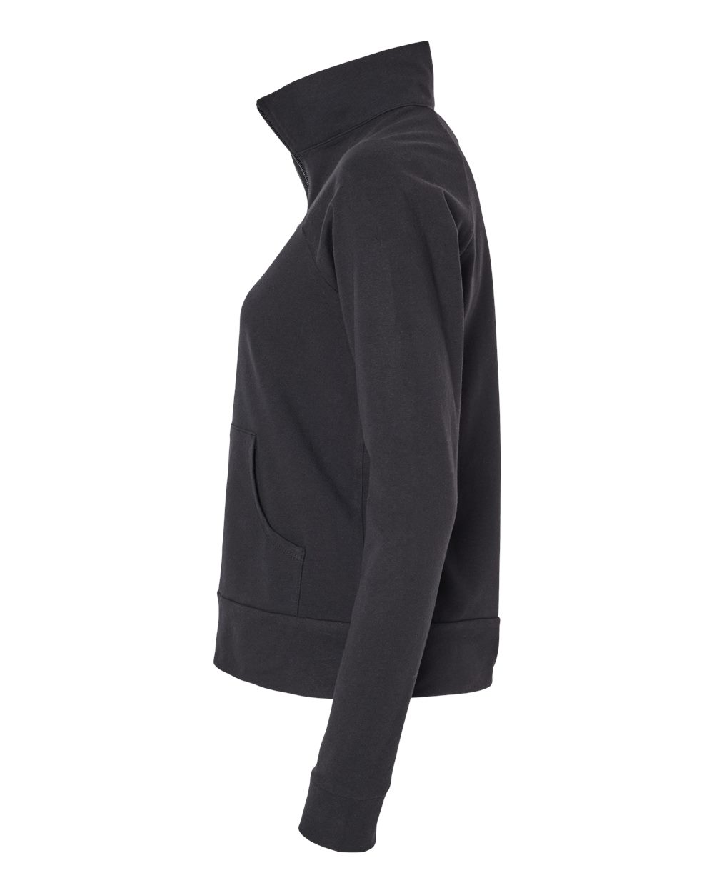 Left View of Black Women’s Full-Zip Practice Jacket - S89