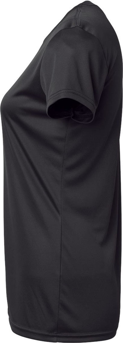 Left View of Black Women's Islander Performance T-Shirt - 204