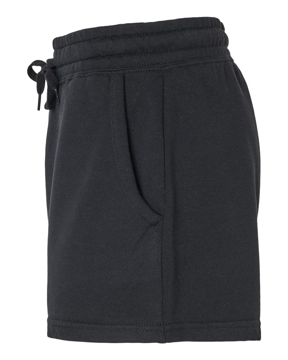 Left View of Black Women’s Lightweight California Wave Wash Fleece Shorts - PRM20SRT