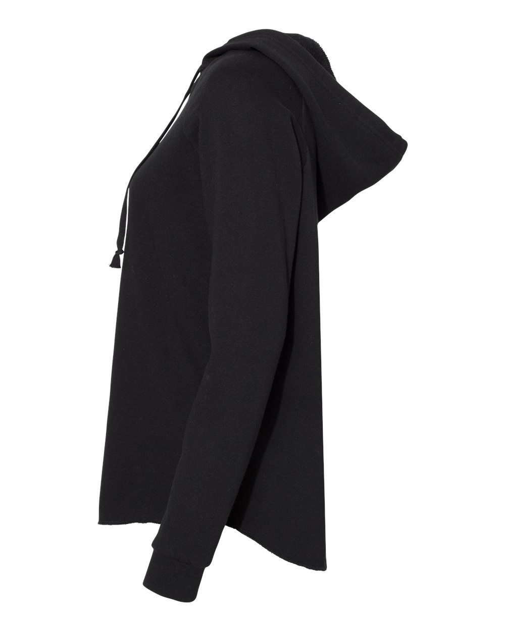 Left View of Black Women’s Lightweight California Wave Wash Hooded Sweatshirt - PRM2500
