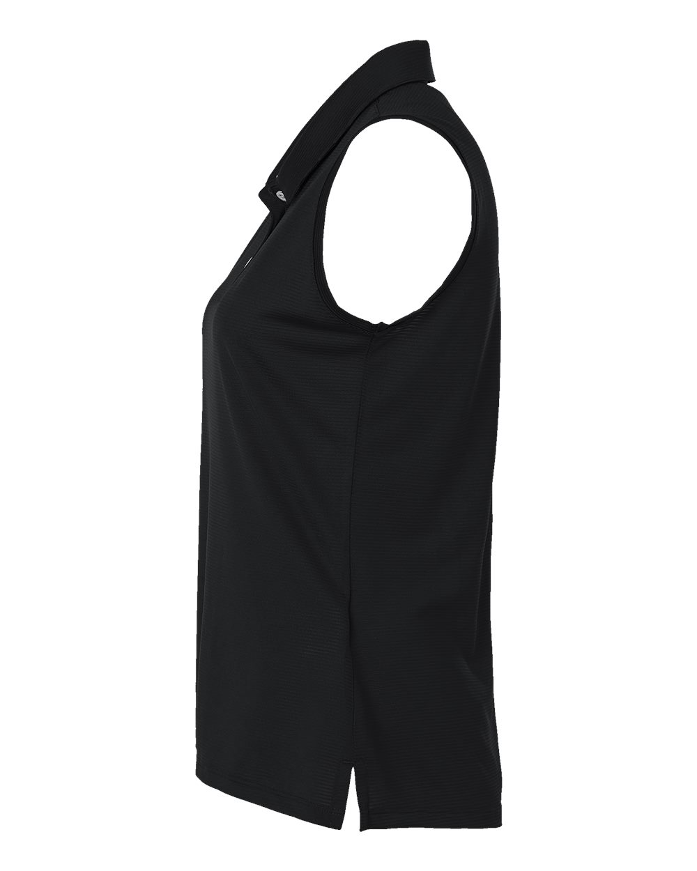 Left View of Black Women's Ottoman Sleeveless Polo - A1005