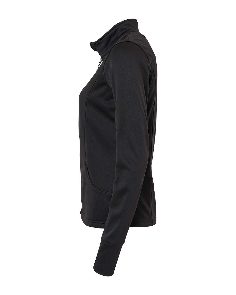 Left View of Black Women's Poly-Tech Full-Zip Track Jacket - EXP60PAZ