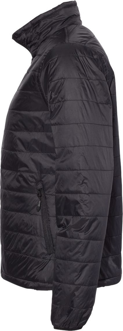 Left View of Black Women's Puffer Jacket - EXP200PFZ