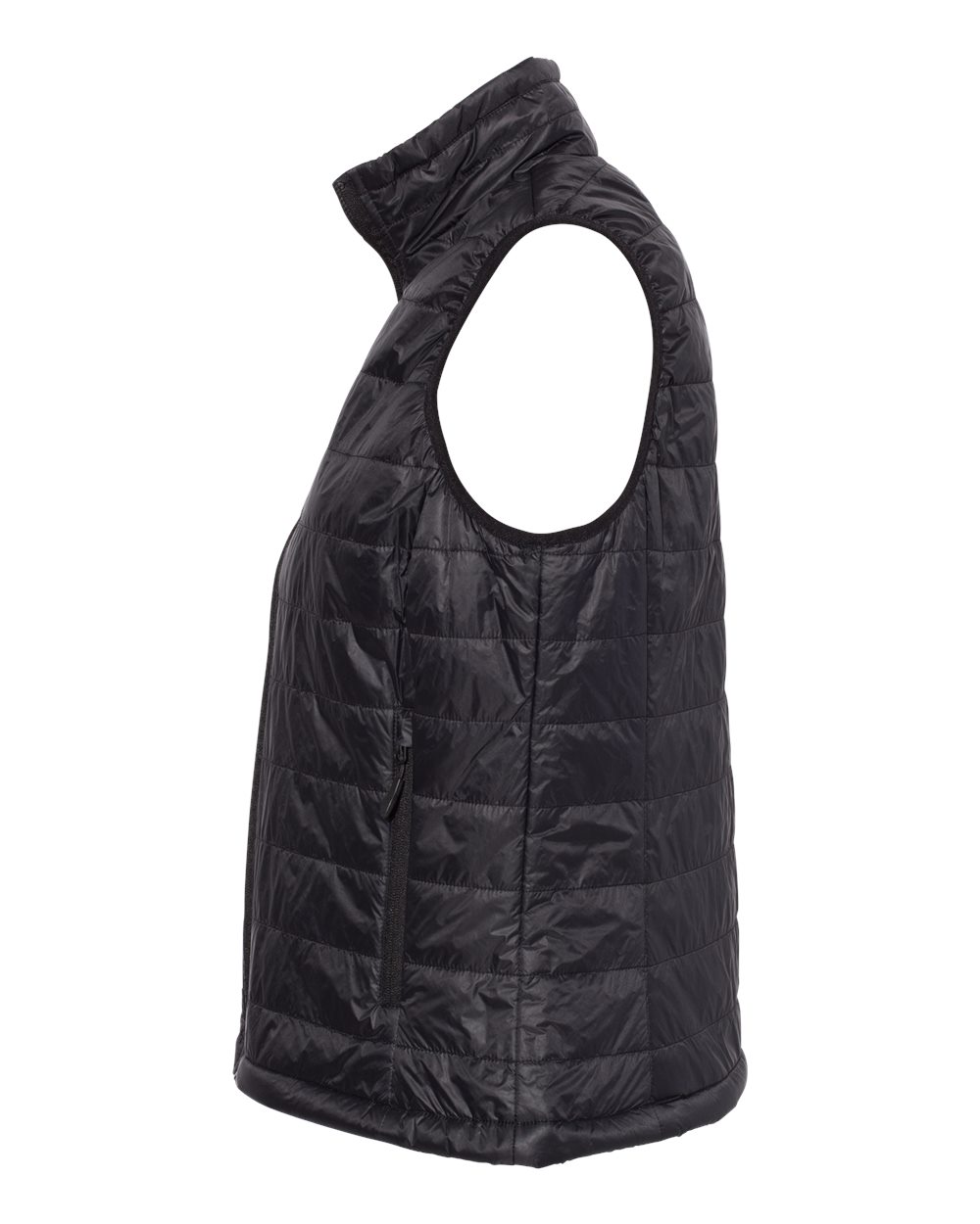 Left View of Black Women's Puffer Vest - EXP220PFV