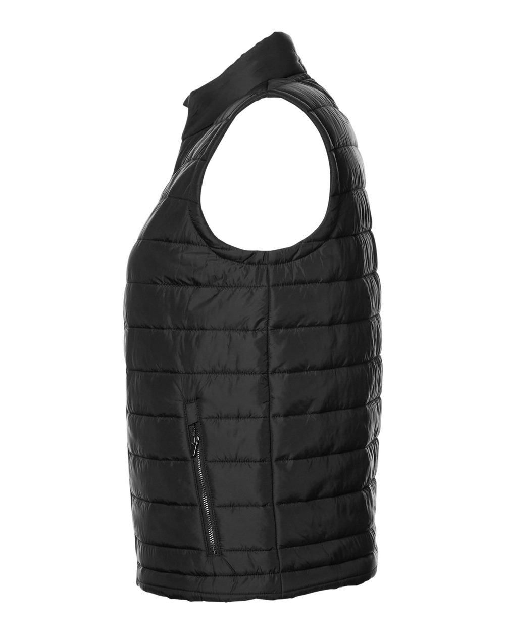 Left View of Black Women's Quilted Puffer Vest - TW911