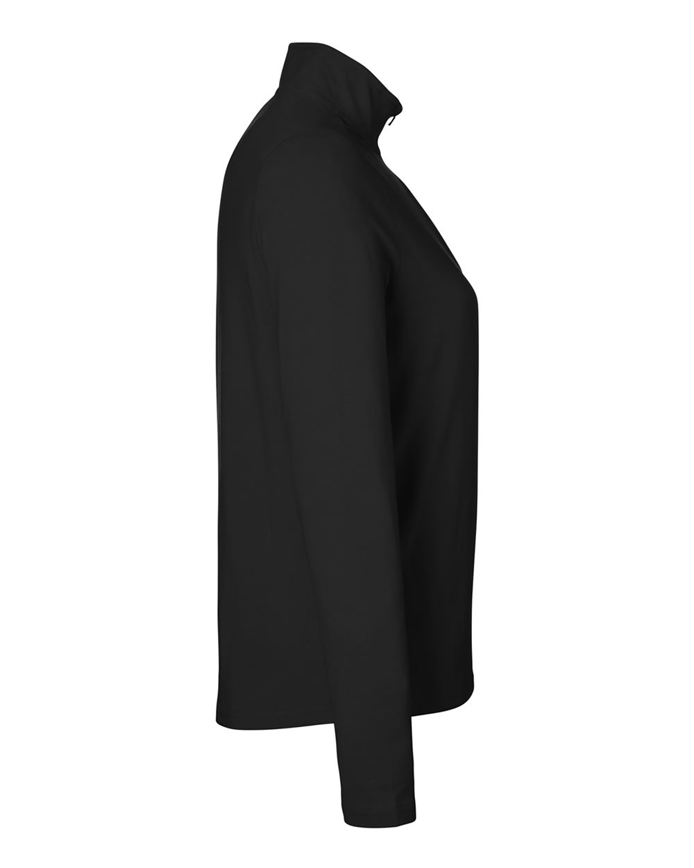 Left View of Black Women's Raleigh Stretch Quarter-Zip Pullover - DG425W