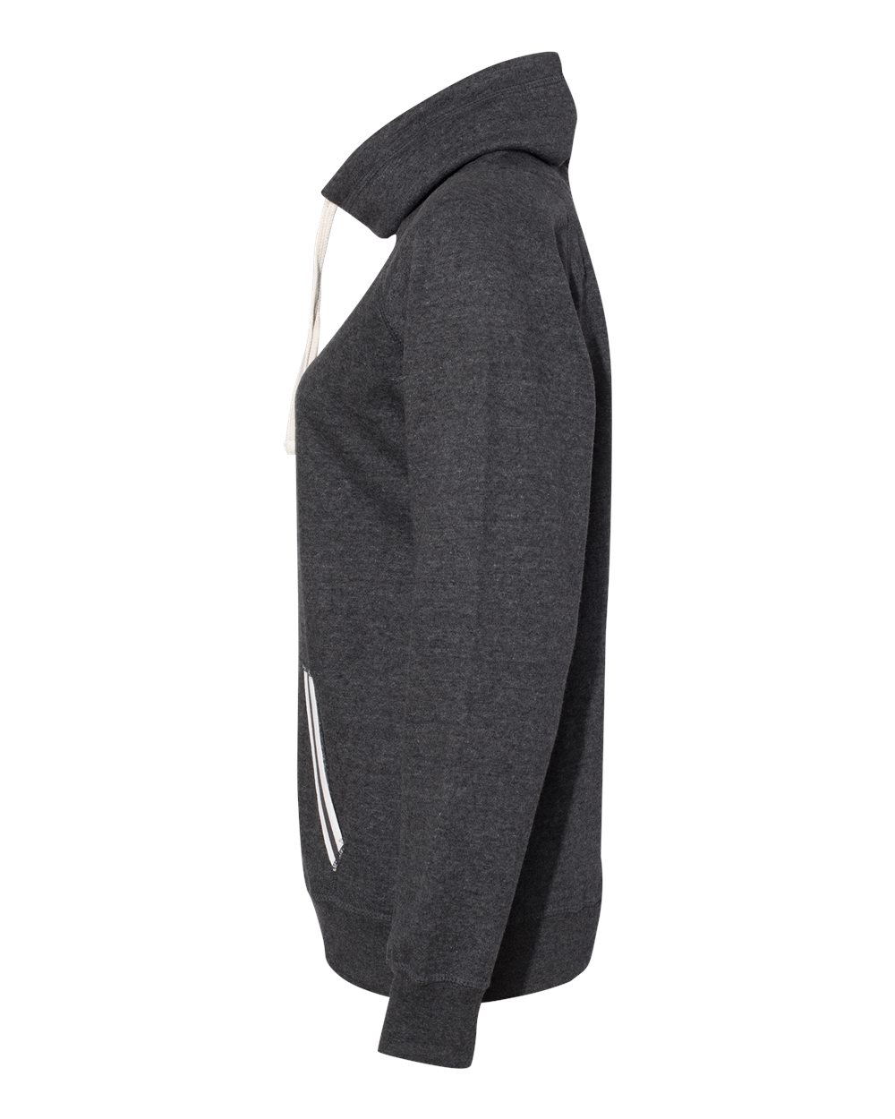 Left View of Black Women’s Relay Cowl Neck Sweatshirt - 8653