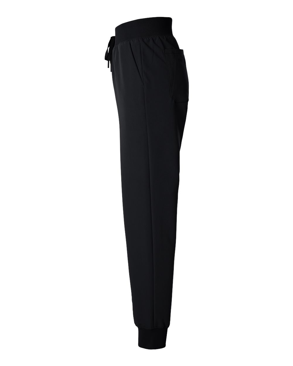Left View of Black Women's Silex Knit-Waist Scrub Joggers - W20003