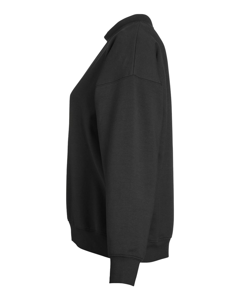 Left View of Black Women's Vintage Oversized Crew Pullover - PDP6789