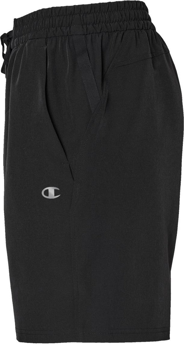 Left View of Black Woven City Sport Shorts - CHP150