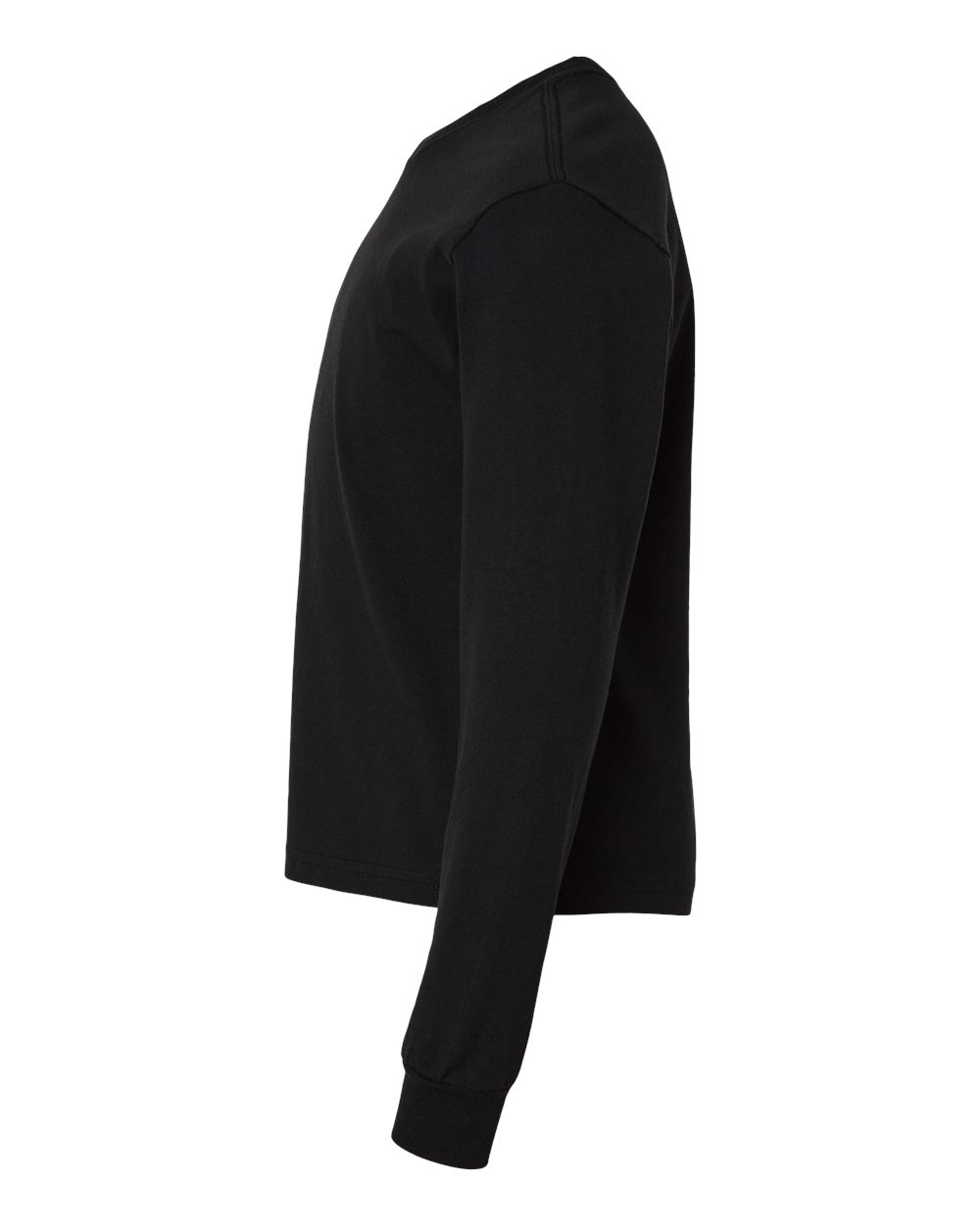 Left View of Black Youth 6oz. Heavyweight Long Sleeve Tee - 3511Y