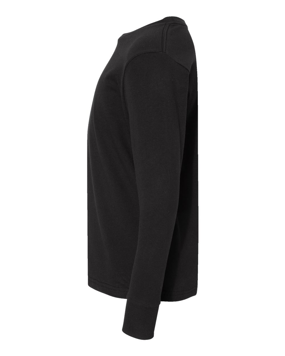 Left View of Black Youth Fine Jersey Long Sleeve Tee - 6201