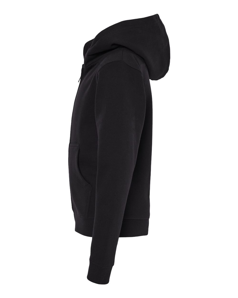 Left View of Black Youth Midweight Full-Zip Hooded Sweatshirt - SS4001YZ
