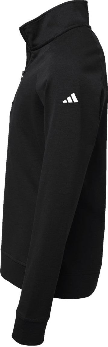 Left View of Black Youth Quarter-Zip Pullover - A4001