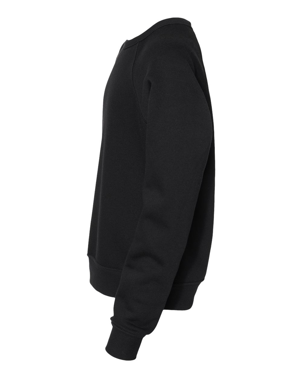 Left View of Black Youth Sponge Fleece Crewneck Sweatshirt - 3901Y