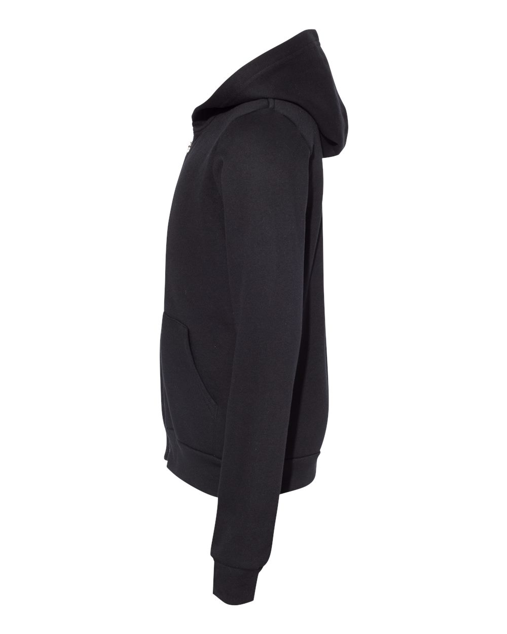 Left View of Black Youth Sponge Fleece Full-Zip Hoodie - 3739Y
