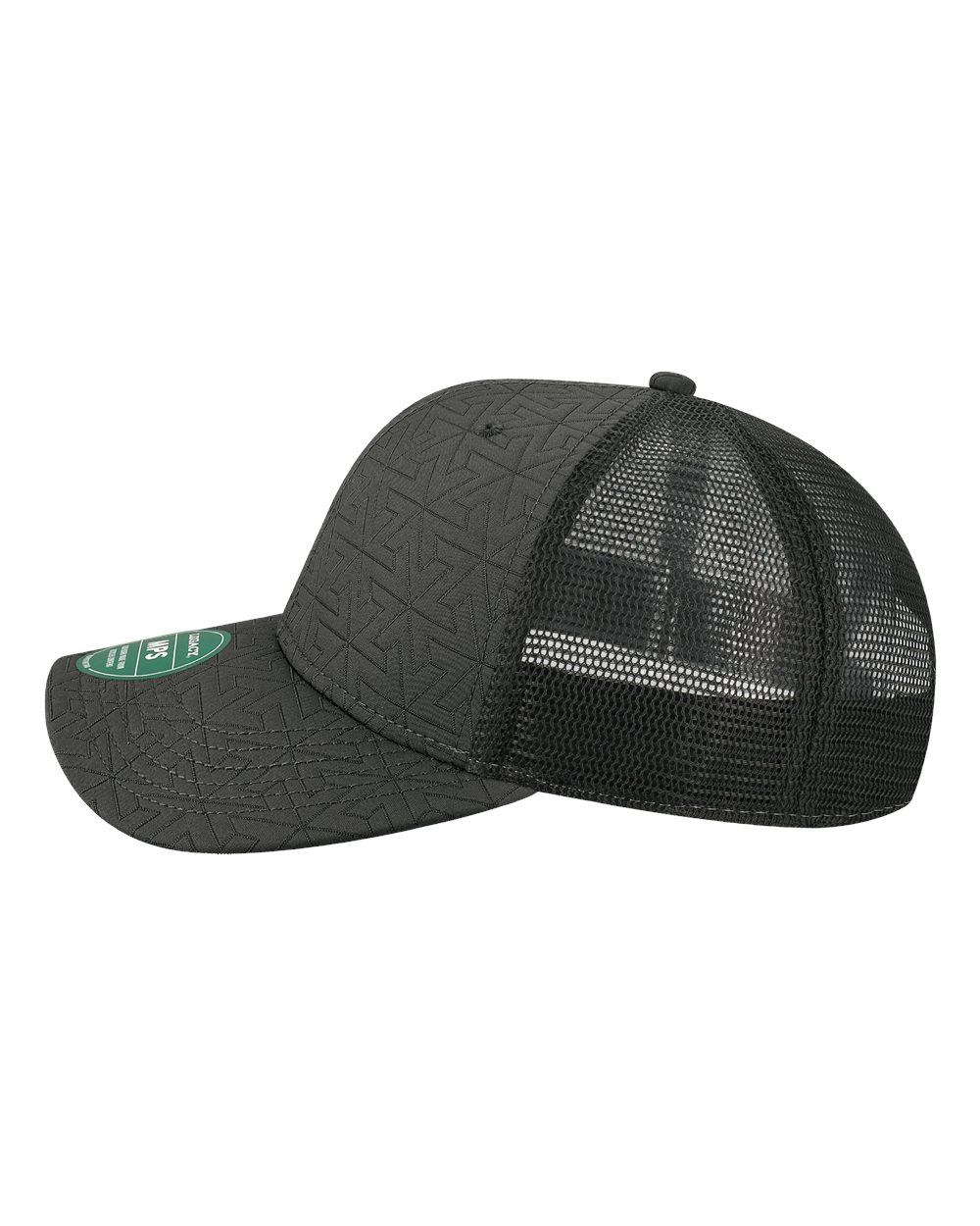 Left View of Black Z - Quilted Mid-Pro Snapback Trucker Cap - MPS