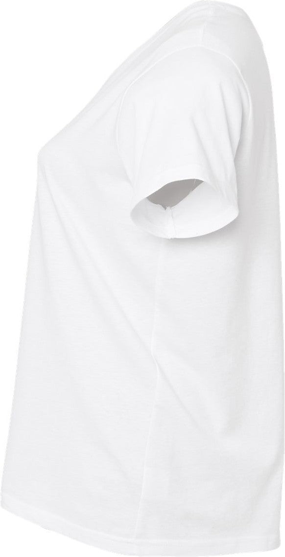 Left View of Blended White Curvy Collection Women's Fine Jersey Tee - 3816