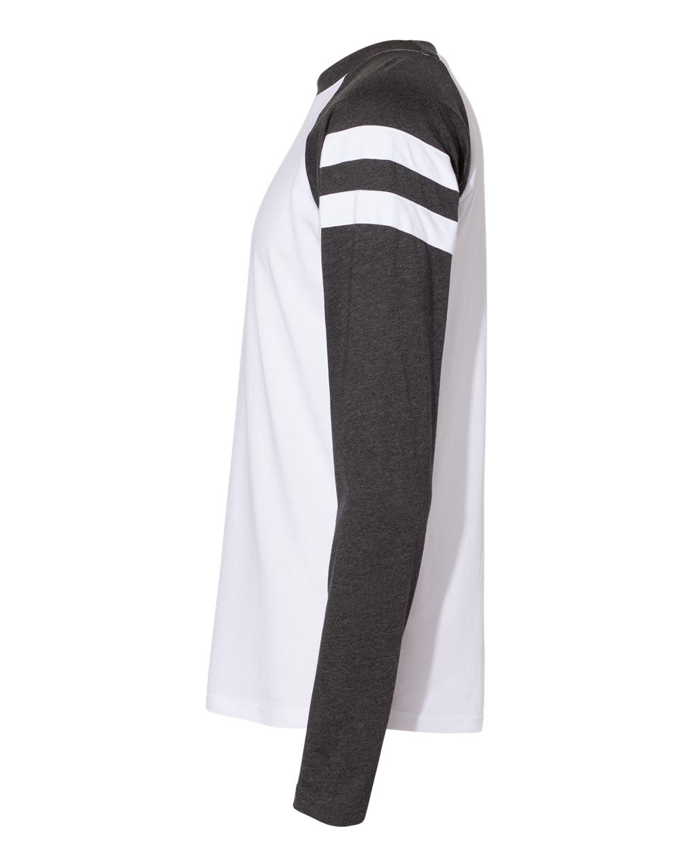 Left View of Blended White/ Vintage Smoke Fine Jersey Mash Up Long Sleeve Tee - 6934