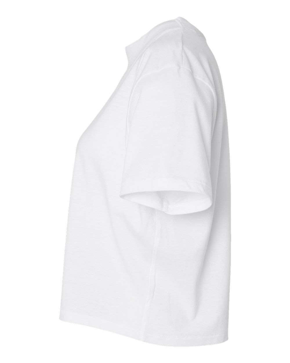 Left View of Blended White Women's Boxy Tee - 3518