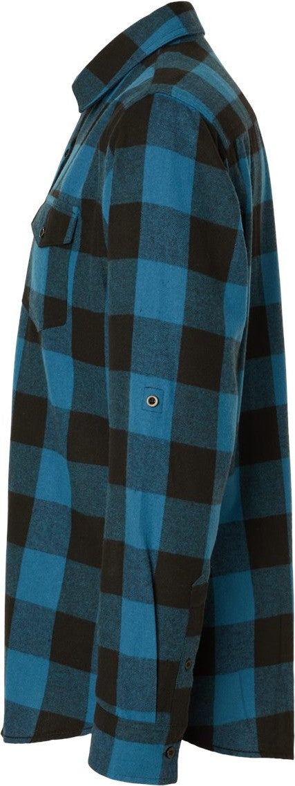 Left View of Blue/ Black Buffalo Yarn-Dyed Flannel Shirt - 8210