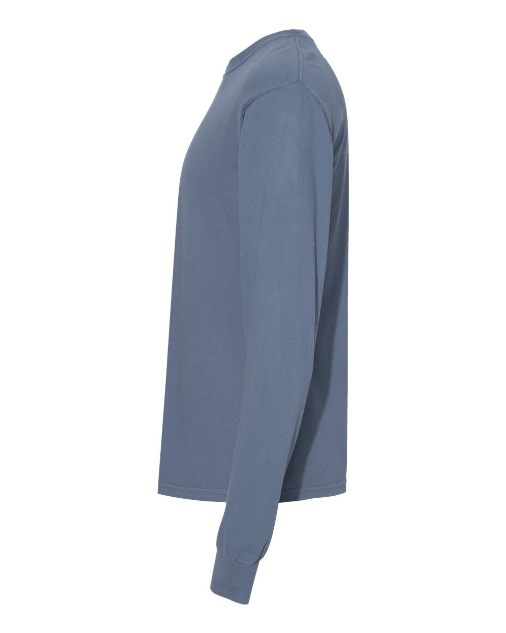 Left View of Blue Jean Garment-Dyed Heavyweight Long Sleeve T-Shirt - 6014