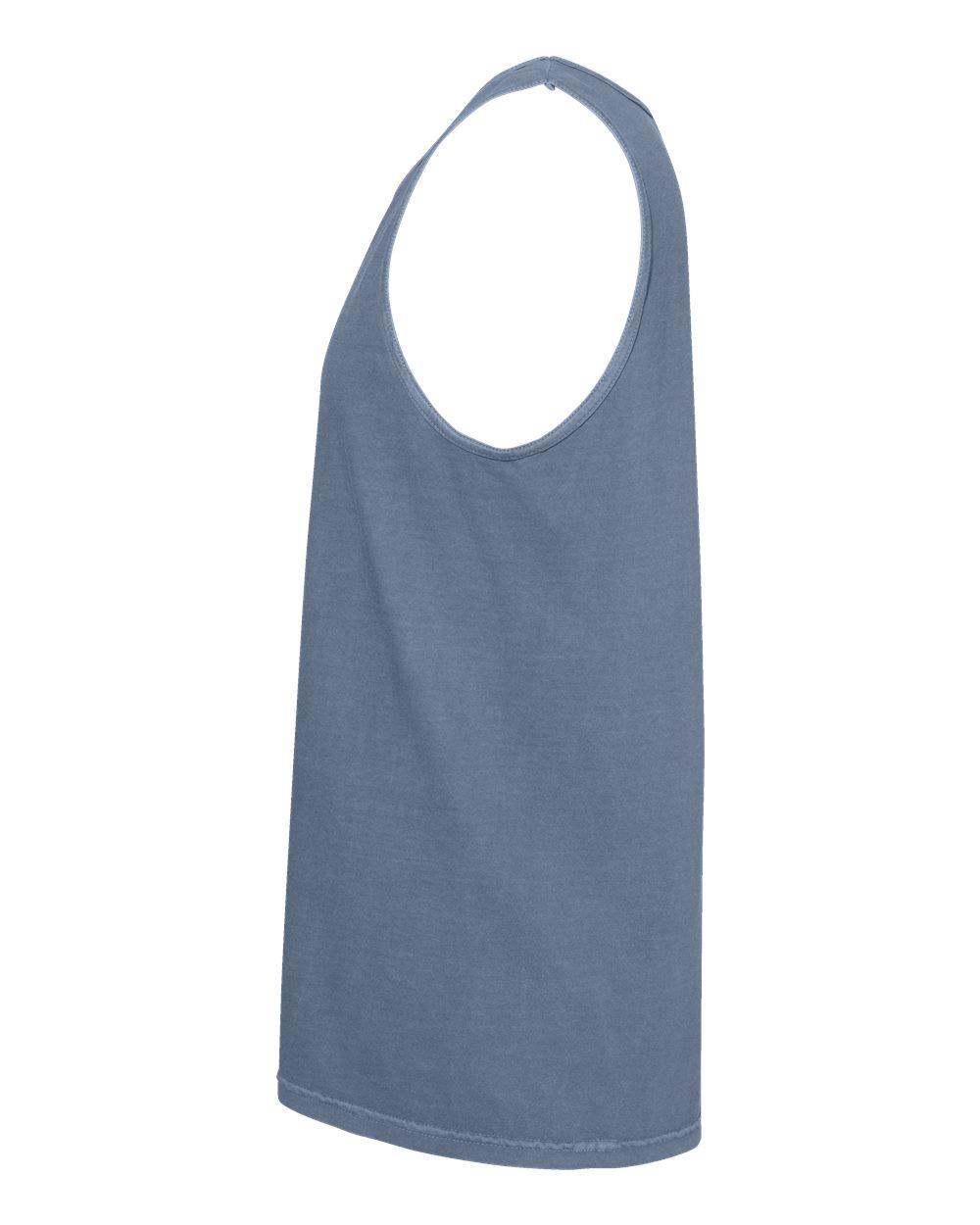 Left View of Blue Jean Garment-Dyed Heavyweight Tank Top - 9360