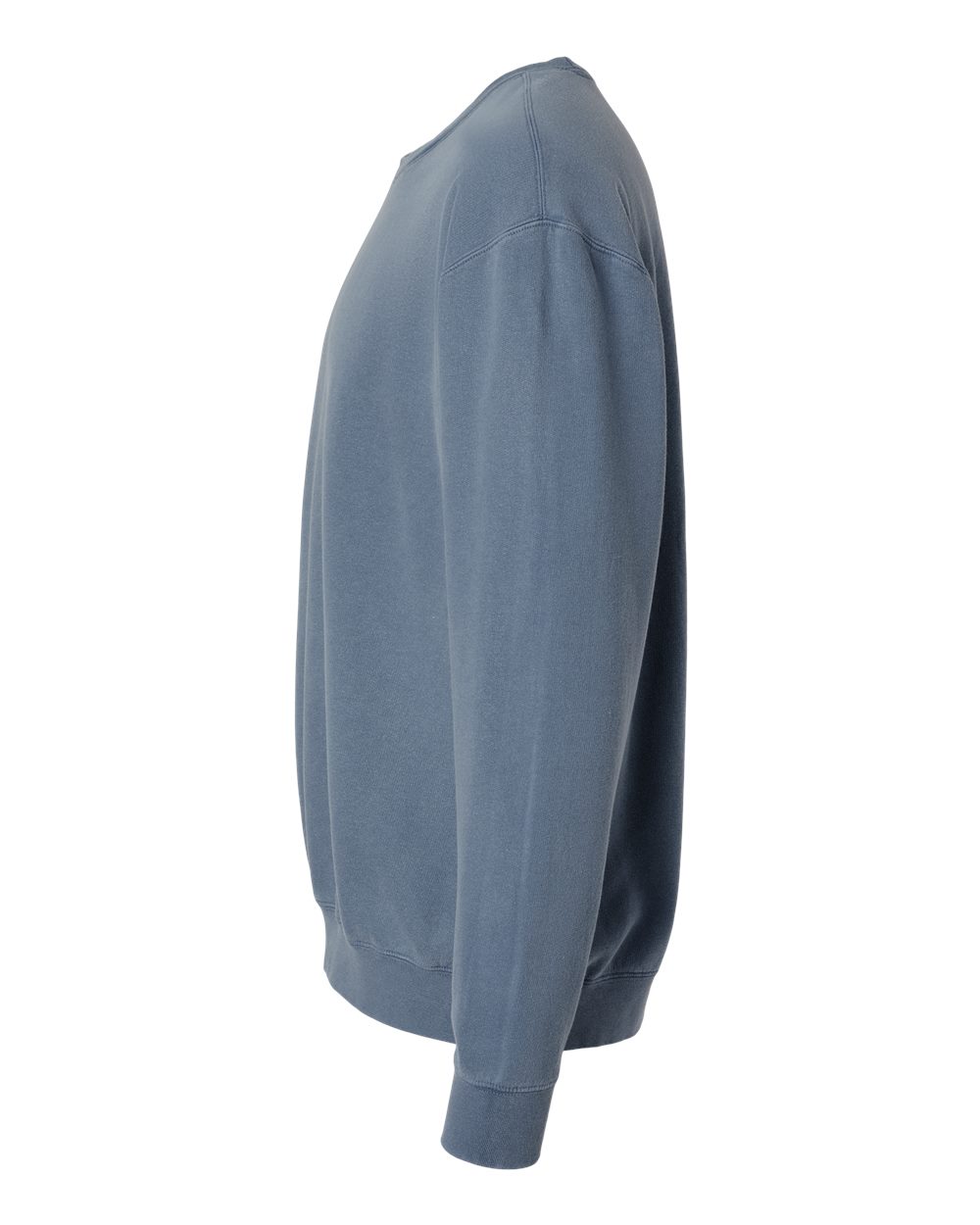 Left View of Blue Jean Garment-Dyed Lightweight Fleece Crewneck Sweatshirt - 1466