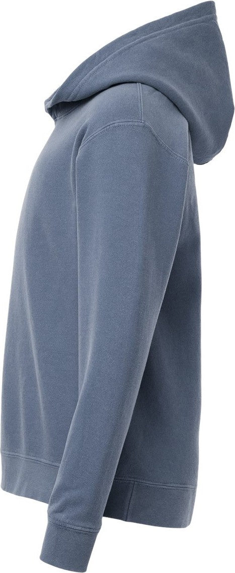 Left View of Blue Jean Garment-Dyed Youth Lightweight Fleece Hooded Sweatshirt - 1467Y