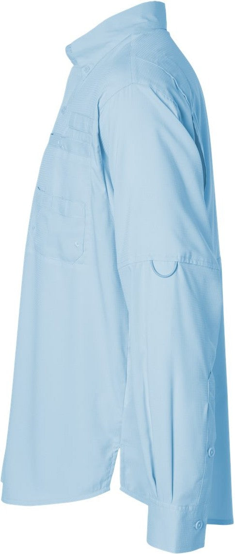 Left View of Blue Mist Kitty Hawk Performance Long Sleeve Fishing Shirt - 702