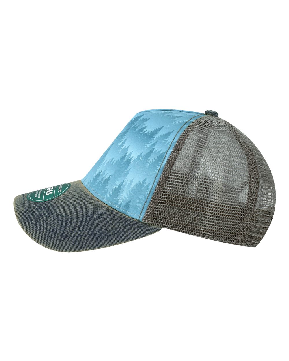 Left View of Blue Pines Old Favorite Five-Panel Trucker Cap - OFAFP