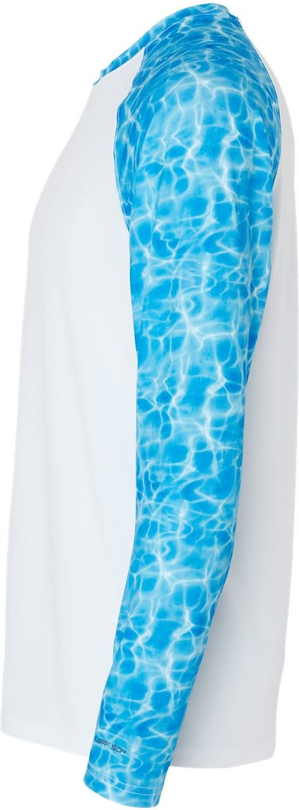 Left View of Blue Water Panama Colorblocked Long Sleeve T-Shirt - 231