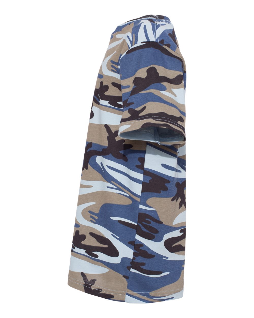 Left View of Blue Woodland Youth Camouflage T-Shirt - 2207