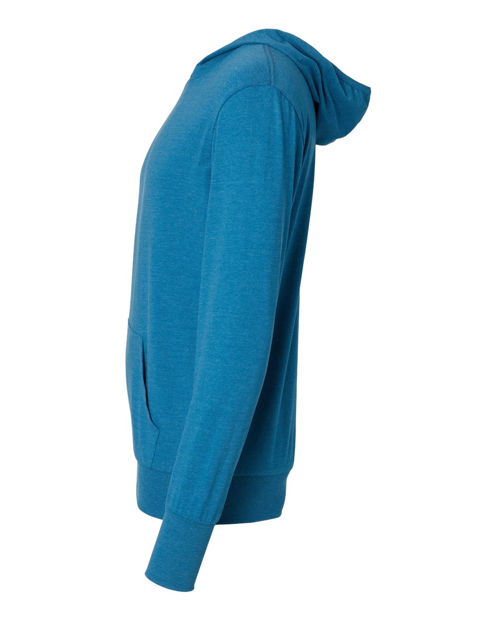 Left View of Breaker Blue RecycledSoft™ Hooded Long Sleeve T-Shirt - 4022
