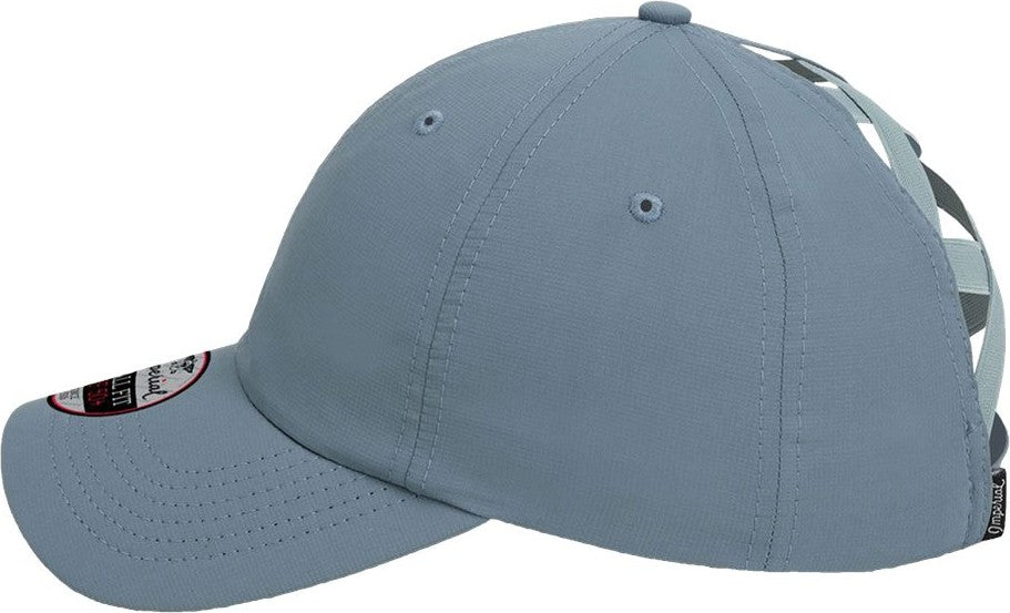Left View of Breaker Blue The Hinsen Women's Performance Ponytail Cap - L338