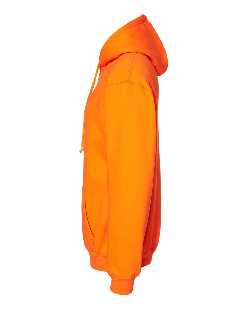 Left View of Bright Orange USA-Made Hooded Sweatshirt - 960