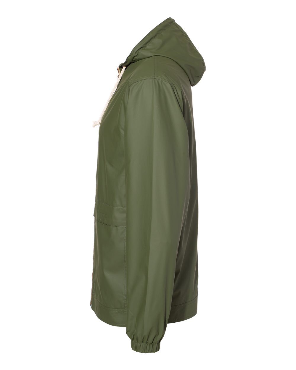 Left View of Bronze Green Vintage Hooded Rain Jacket - 193910