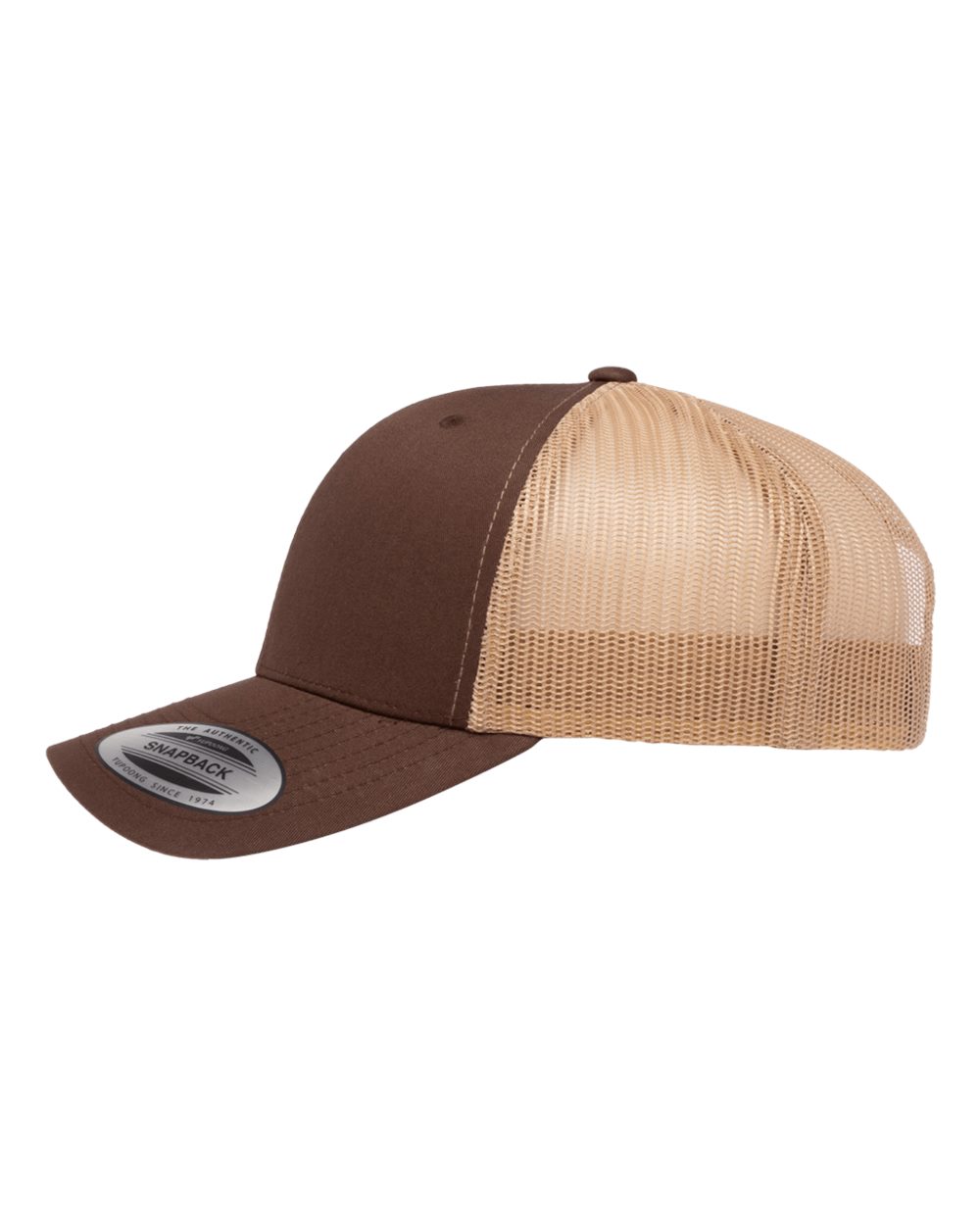 Left View of Brown/ Khaki Retro Trucker Cap - 6606