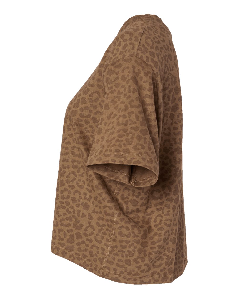 Left View of Brown Leopard Women's Boxy Tee - 3518