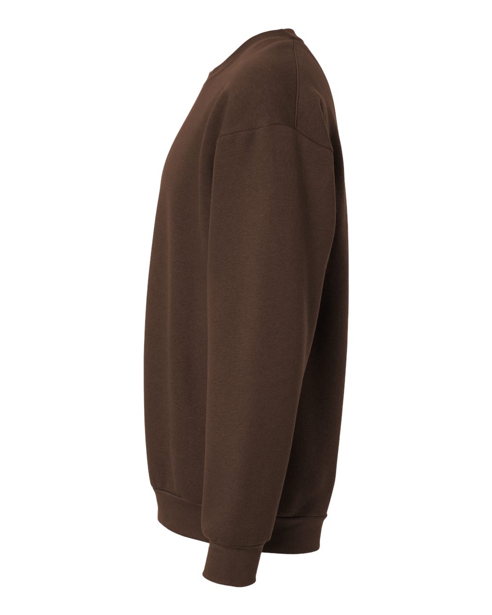 Left View of Brown ReFlex Fleece Crewneck Sweatshirt - RF496