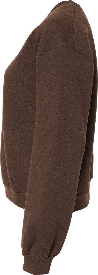 Left View of Brown ReFlex Women's Fleece Crewneck Sweatshirt - RF494