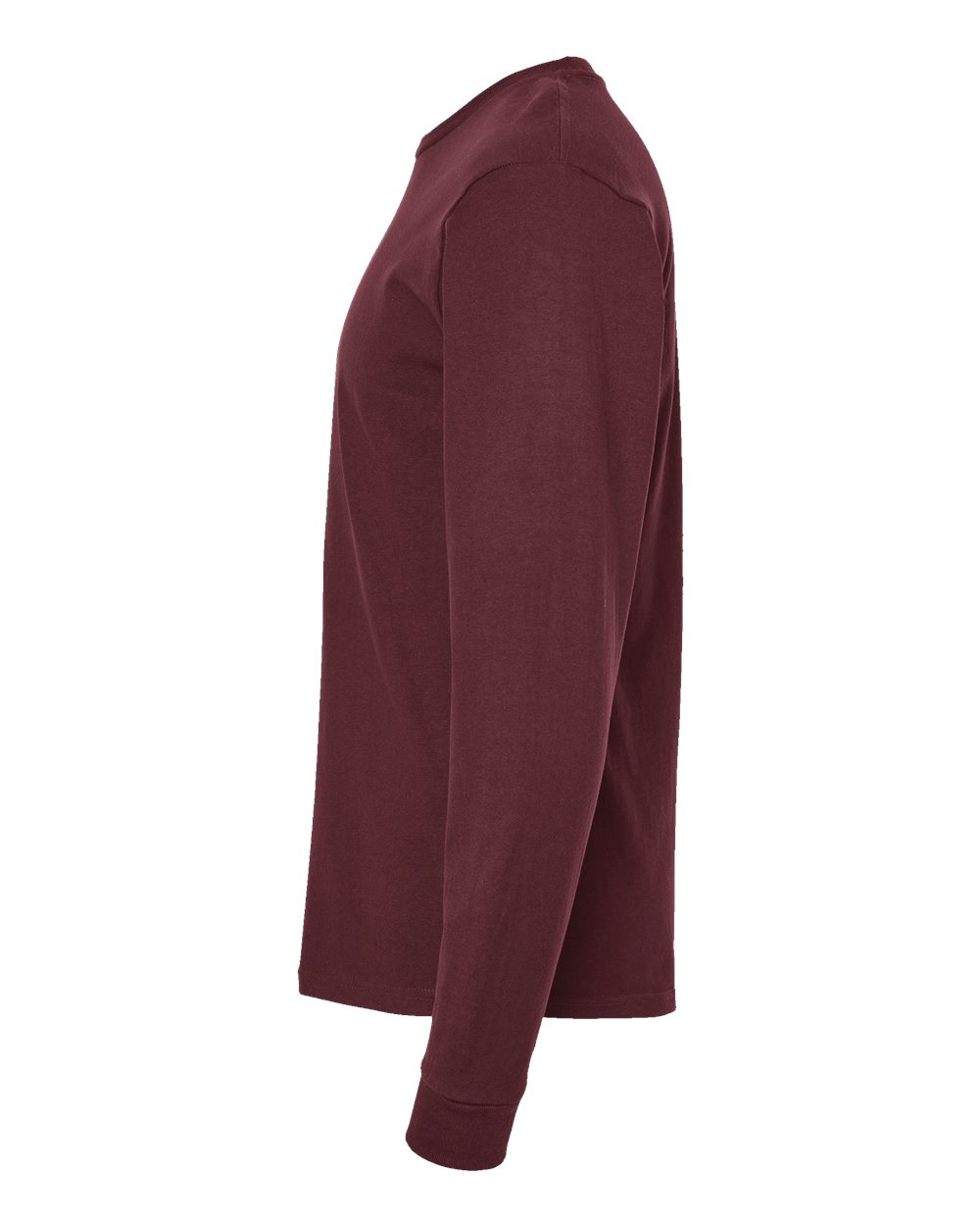 Left View of Burgundy Heavyweight Jersey Long Sleeve T-Shirt - 291