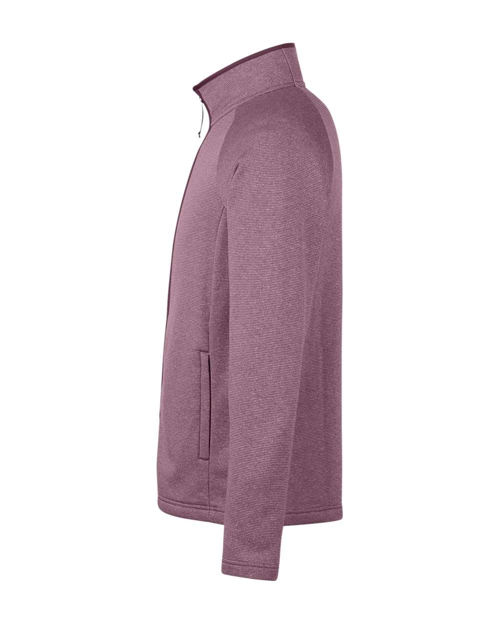 Left View of Burgundy/ White Men's Venture Heathered Stripe Full-Zip - CE72