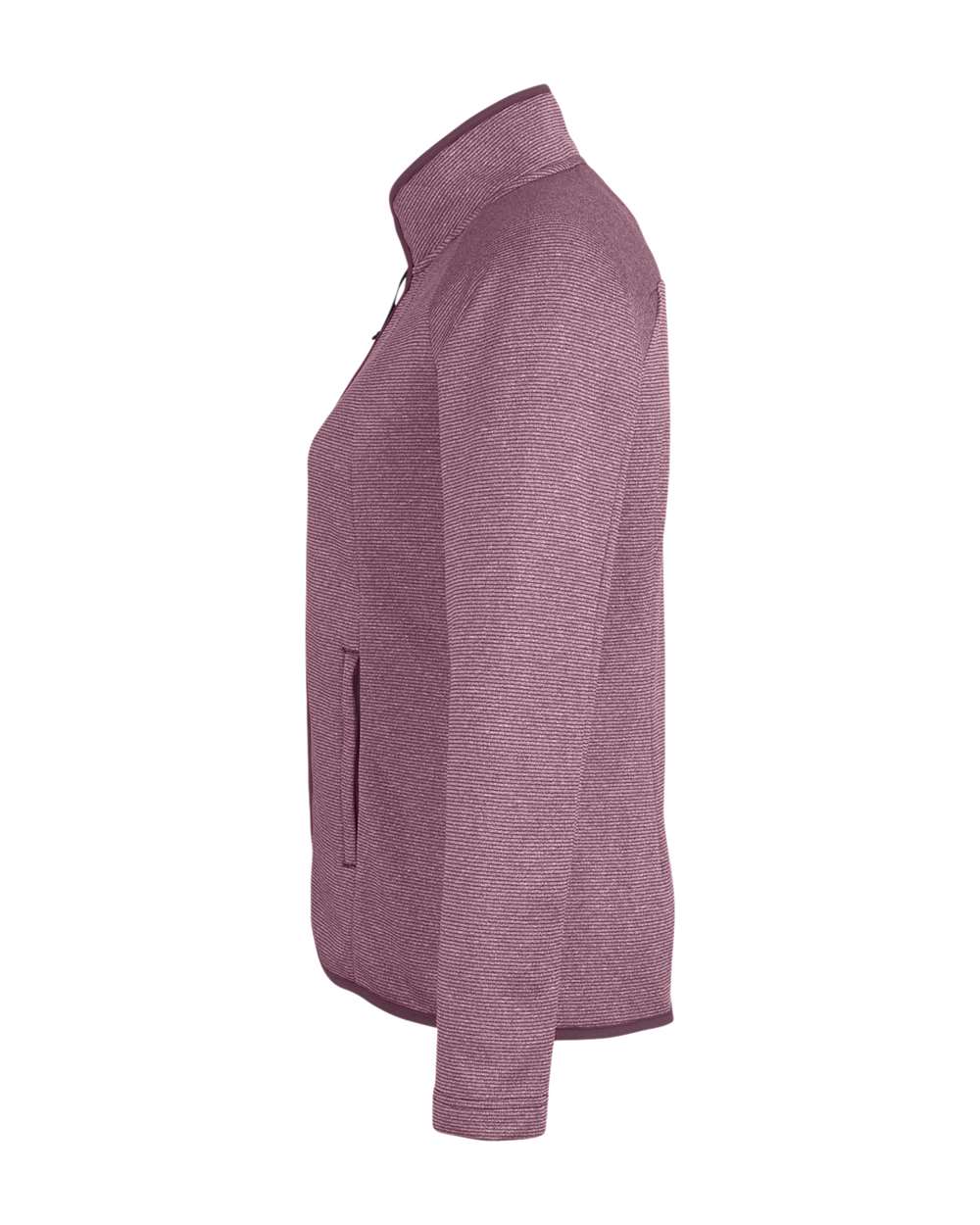 Left View of Burgundy/ White Women's Venture Heathered Stripe Full-Zip - CE72W